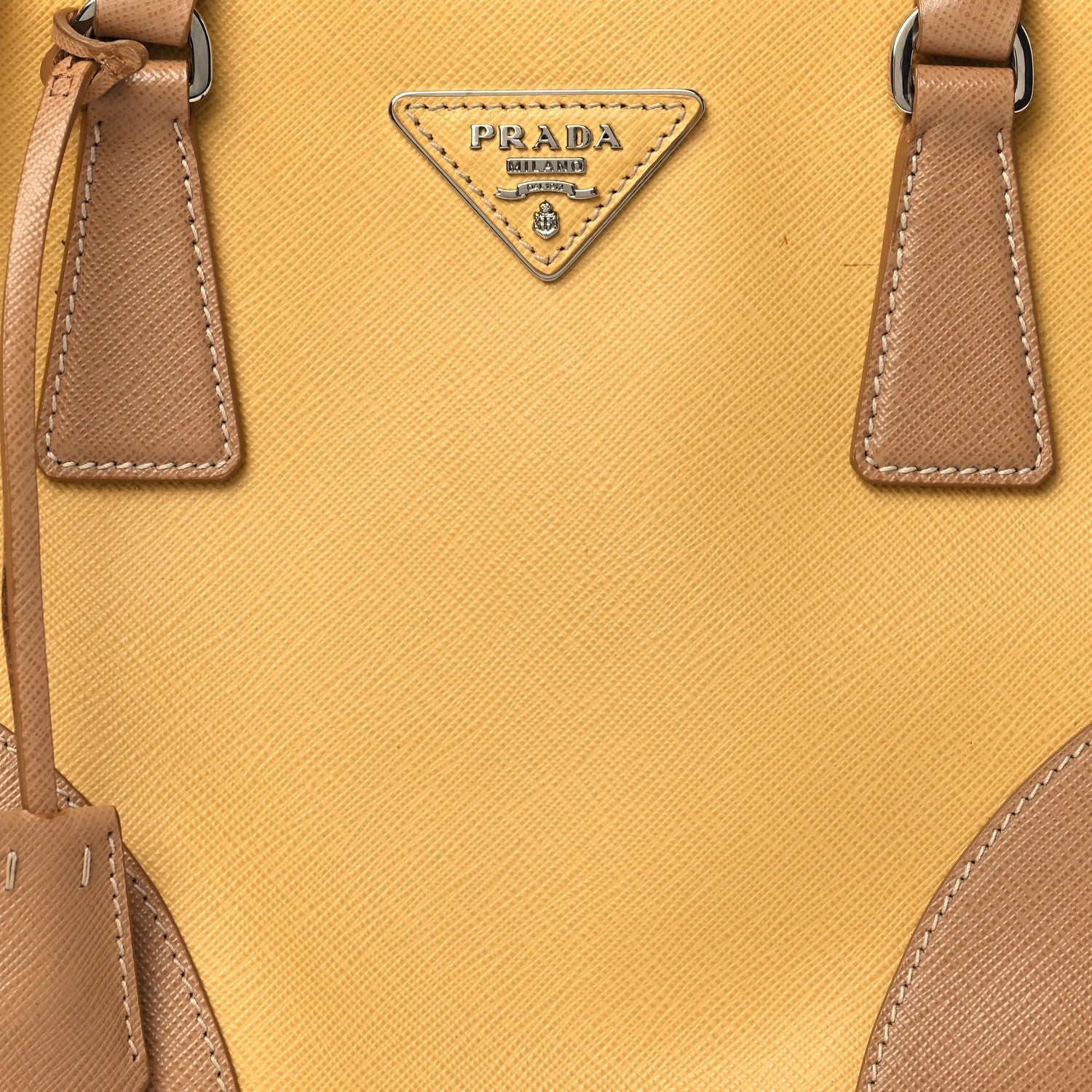 Prada Saffiano Small Bi-Color Galleria Double Zip Tote Gine Caramel 7 of 9