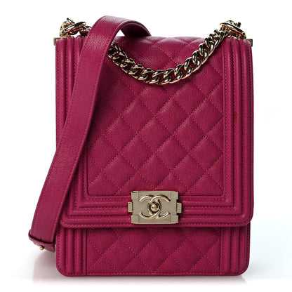 Chanel Caviar Quilted North South Boy Flap Fuchsia 1 of 12