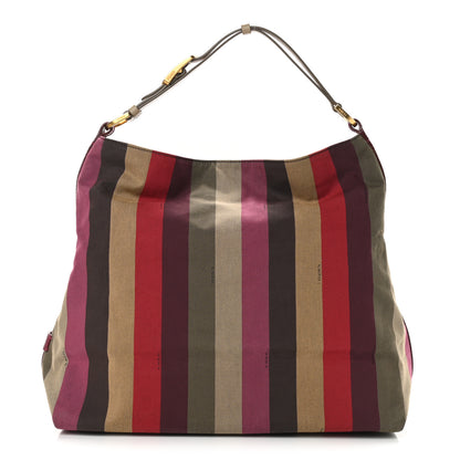Fendi Canvas Striped Pequin Hobo Multicolor 1 of 16