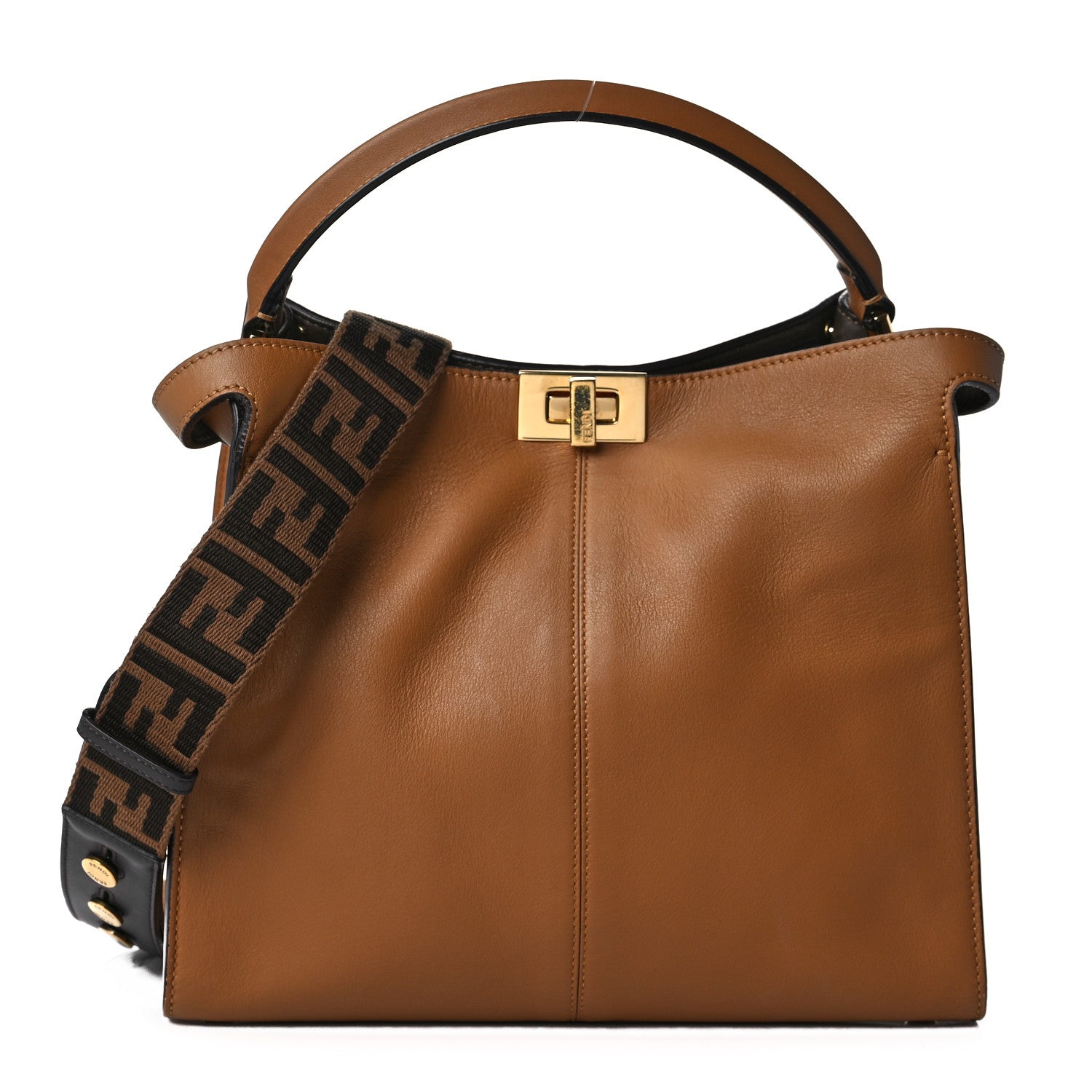 Fendi Vitello Seta Century Medium Peekaboo X-Lite Nocciola Notte 1 of 8