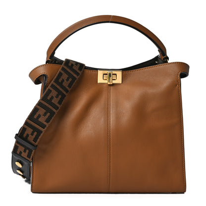 Fendi Vitello Seta Century Medium Peekaboo X-Lite Nocciola Notte 1 of 8