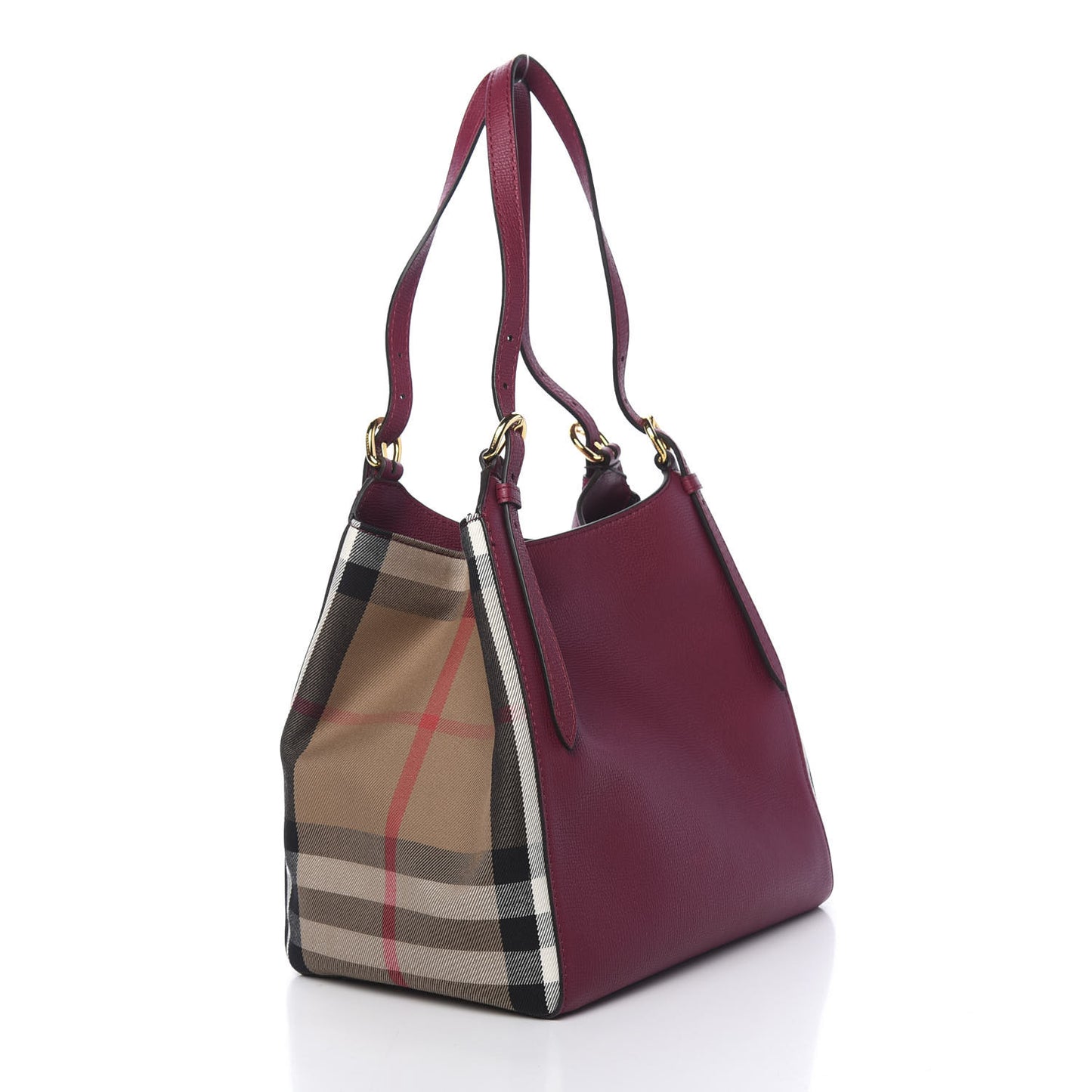 Grainy Calfskin House Check Small Canterbury Tote Berry Pink