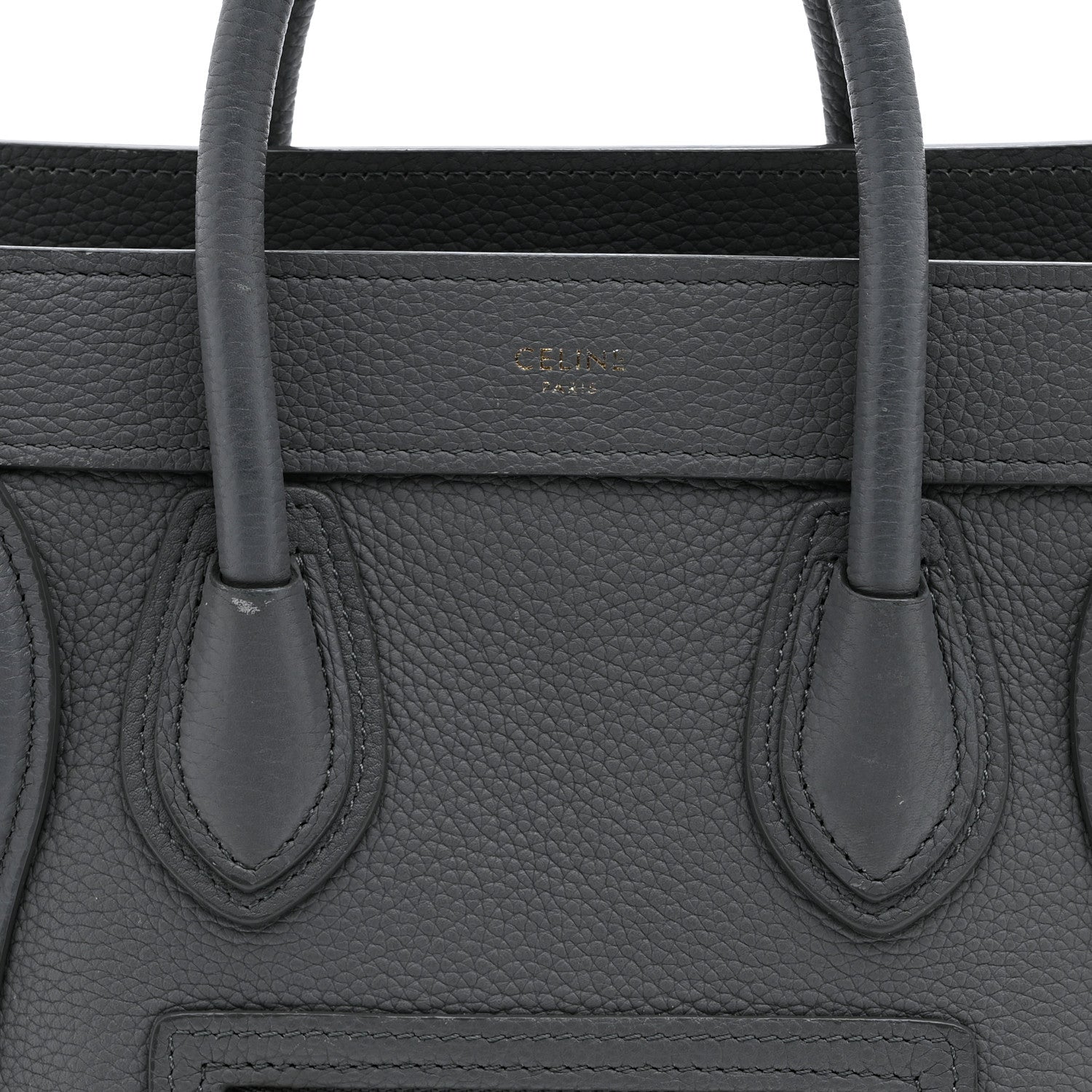 Celine Drummed Calfskin Nano Luggage Kohl 9 of 13