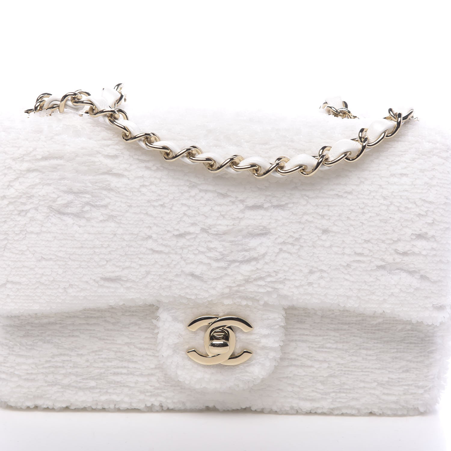 Chanel Sequin Mini Rectangular Flap White 10 of 10