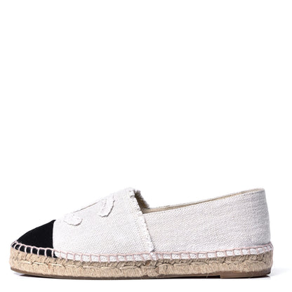 Chanel Linen CC Espadrilles 36 Beige Black 1 of 6