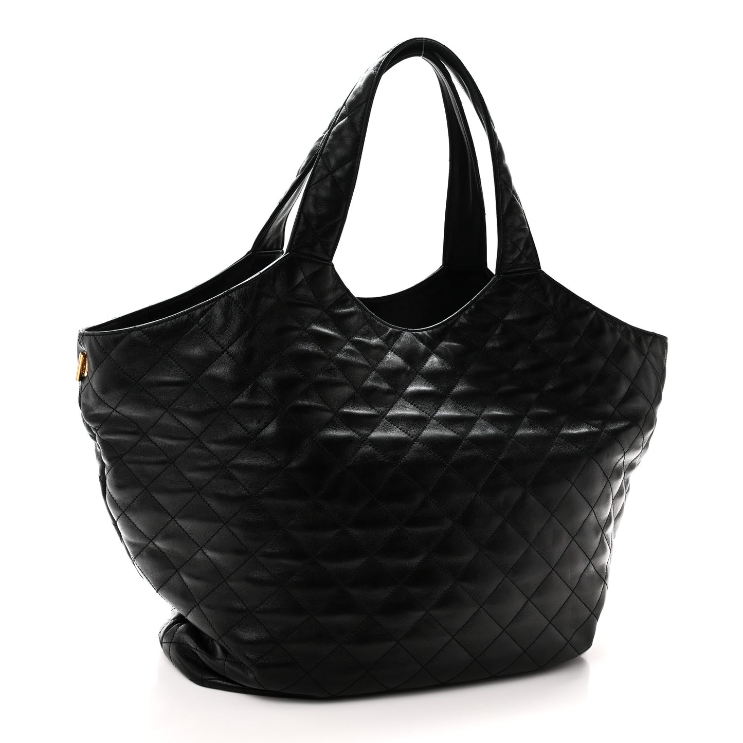 Lambskin Quilted Maxi Icare Shopping Tote Black