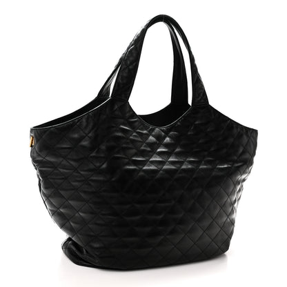 Saint Laurent Lambskin Quilted Maxi Icare Shopping Tote Black 4 of 11