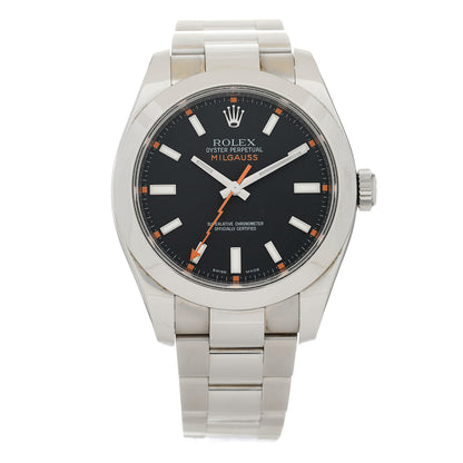 Rolex Stainless Steel 40mm Oyster Perpetual Milgauss Watch Bright Black 116400 1 of 4