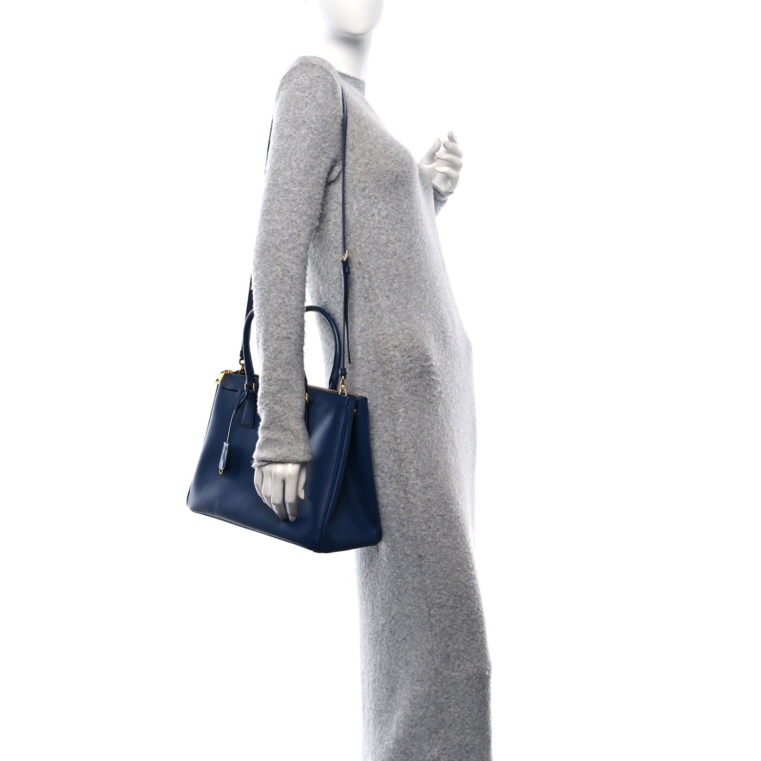 Prada Saffiano Lux Medium Tote Bluette 2 of 10