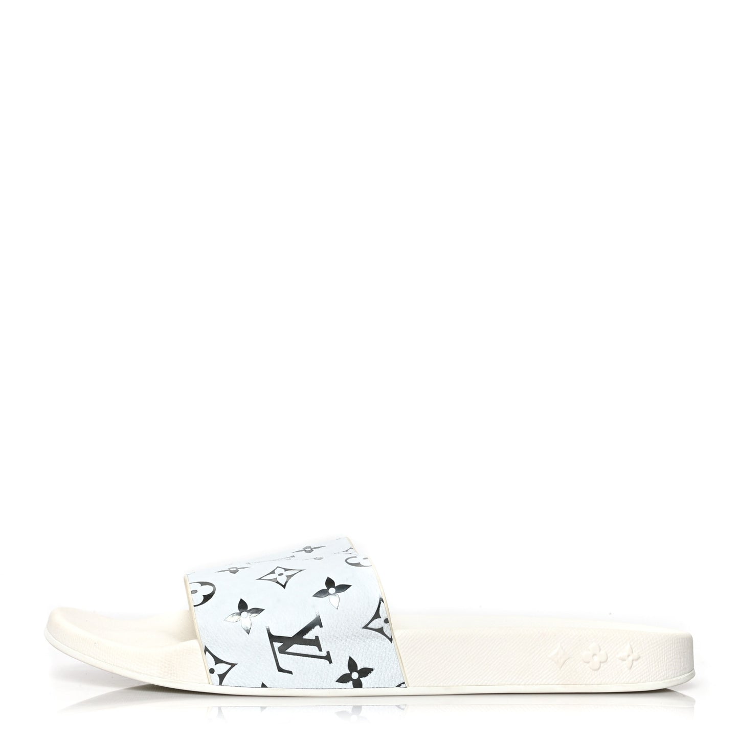 Iridescent Rubber Monogram Mens Waterfront Mules 12 White
