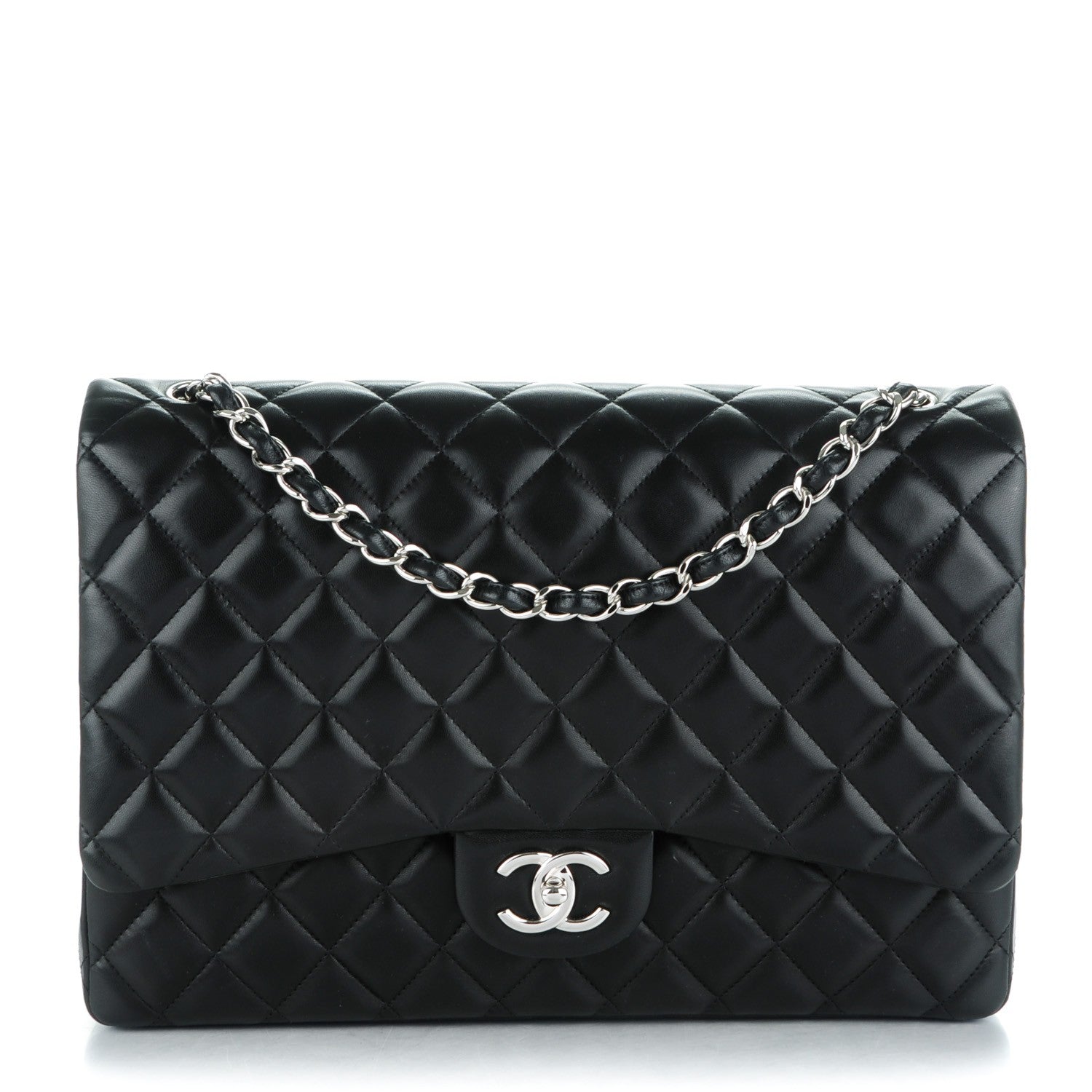 Chanel Lambskin Quilted Maxi Double Flap Black 1 of 8