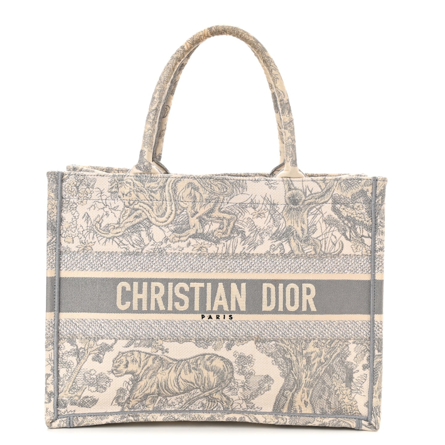 Canvas Embroidered Medium Dioriviera Toile De Jouy Book Tote Gray