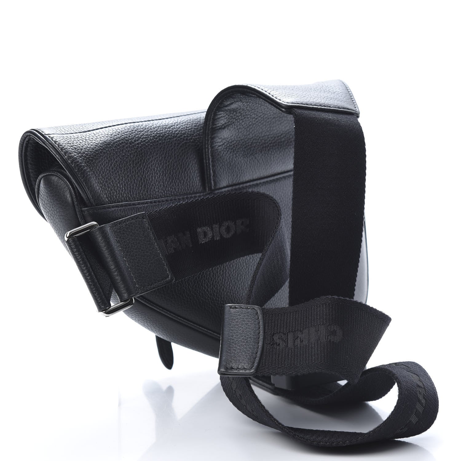 Christian Dior Grained Calfskin Kim Jones Saddle Bag Black 3 of 12