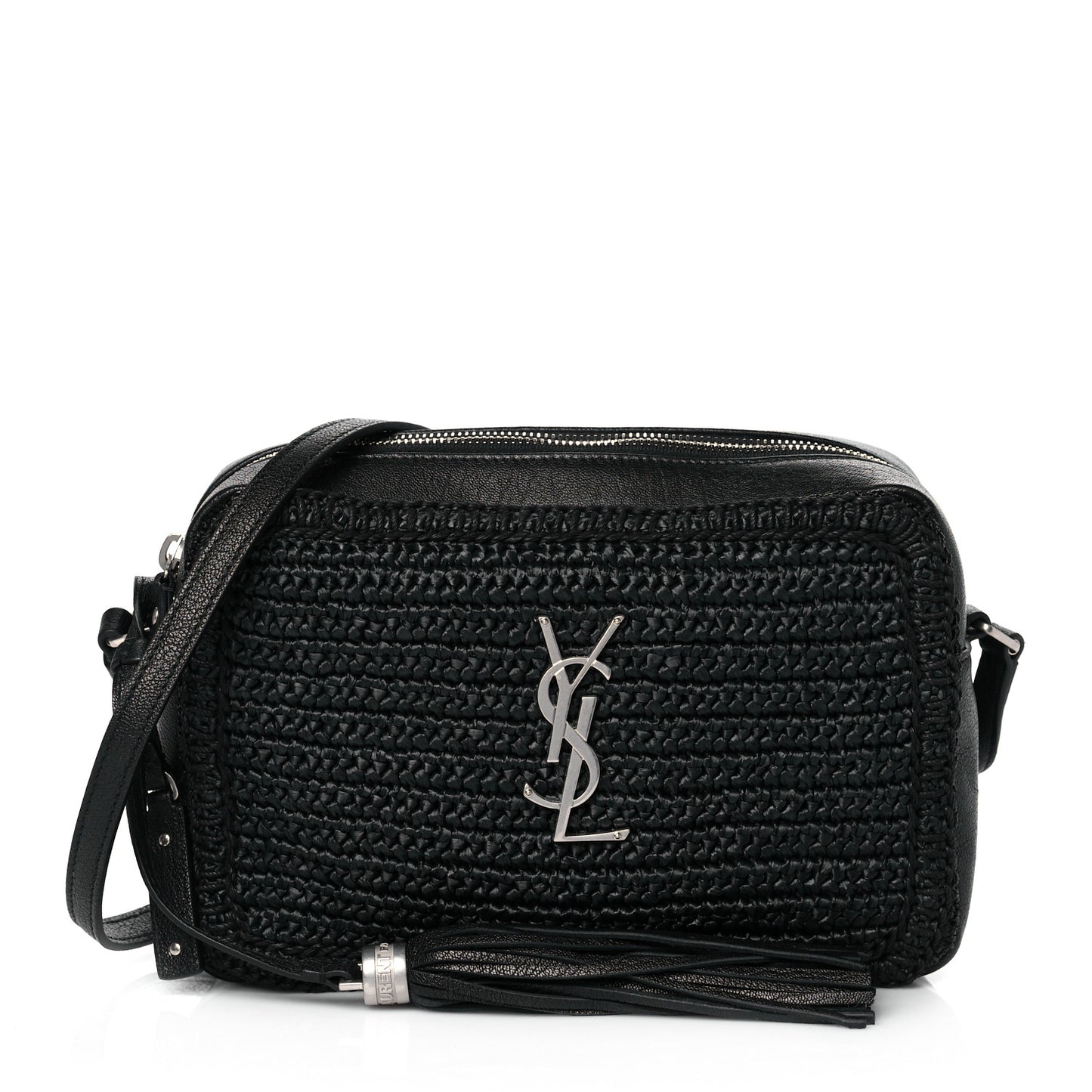 Raffia Canvas Monogram Lou Camera Bag Black
