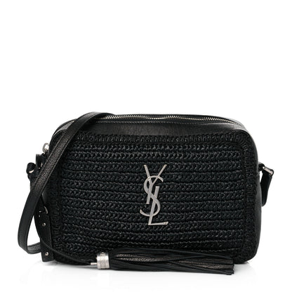 Saint Laurent Raffia Canvas Monogram Lou Camera Bag Black 1 of 8