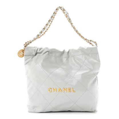 Chanel Shiny Calfskin Quilted Small Chanel 22 Light Blue 1 of 11