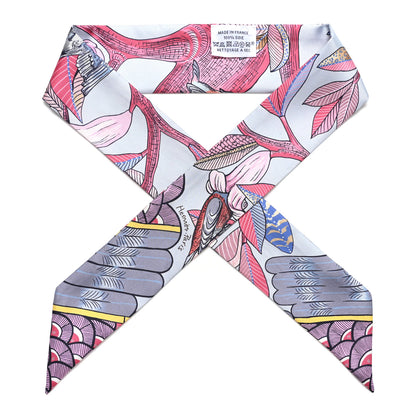 Hermes Silk Tree Of Song Twilly Bleu Pale Rose Blue Jean 1 of 9