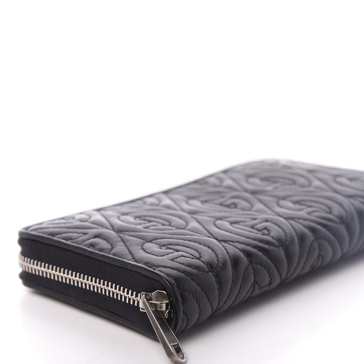Gucci Calfskin G Rhombus Quilted Zip Around Wallet Black 9 of 9
