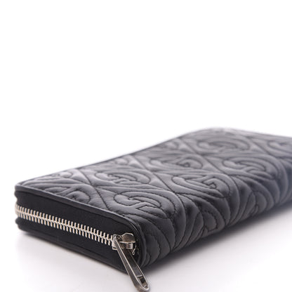 Gucci Calfskin G Rhombus Quilted Zip Around Wallet Black 9 of 9