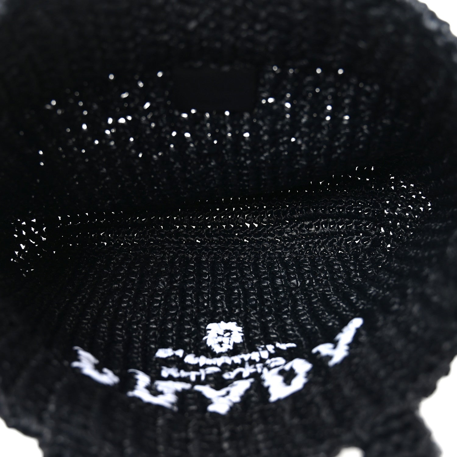 Prada Yarn Raffia Effect Crochet Small Logo Tote Black 5 of 9