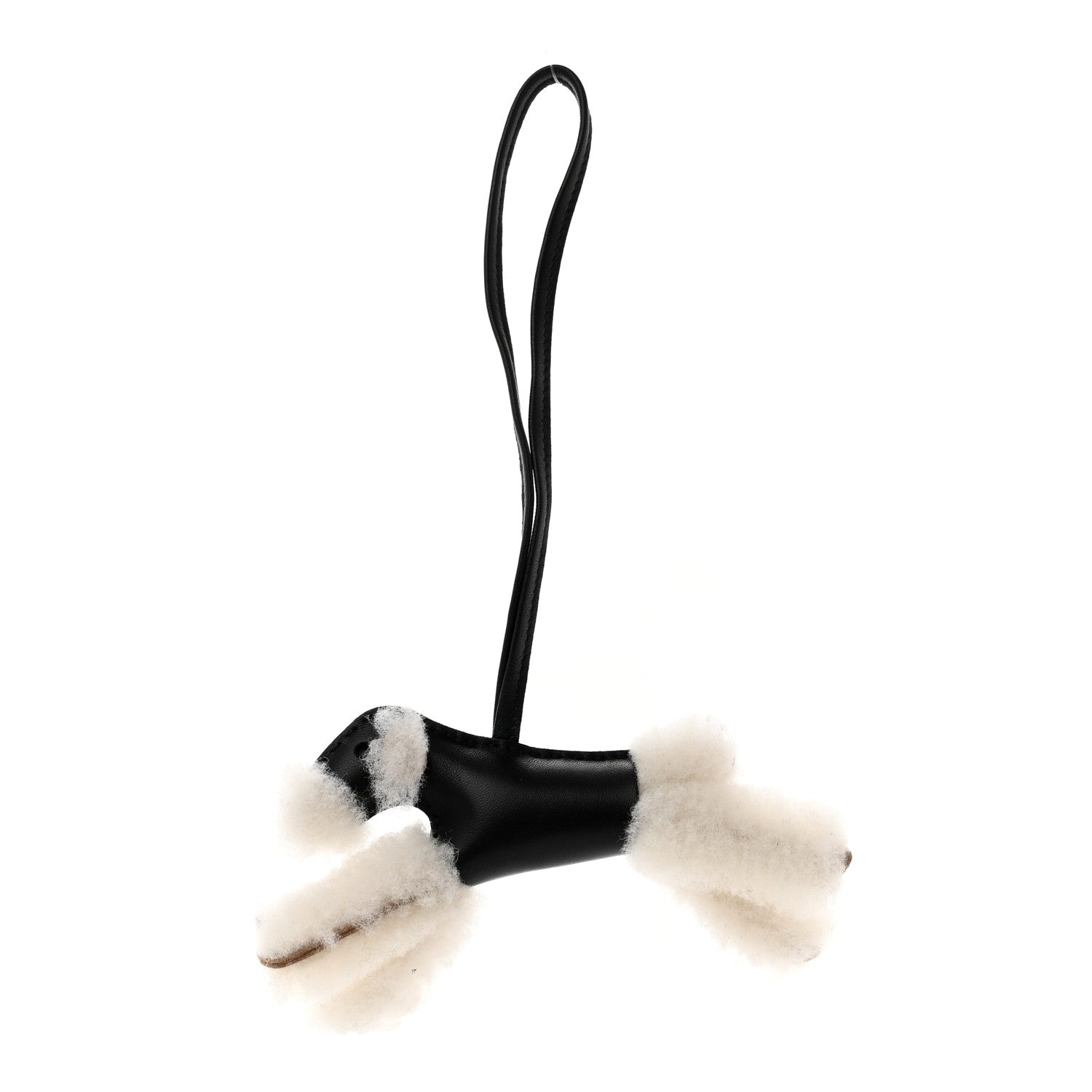 Hermes Milo Lambskin Shearling Budy Charm Black 1 of 4