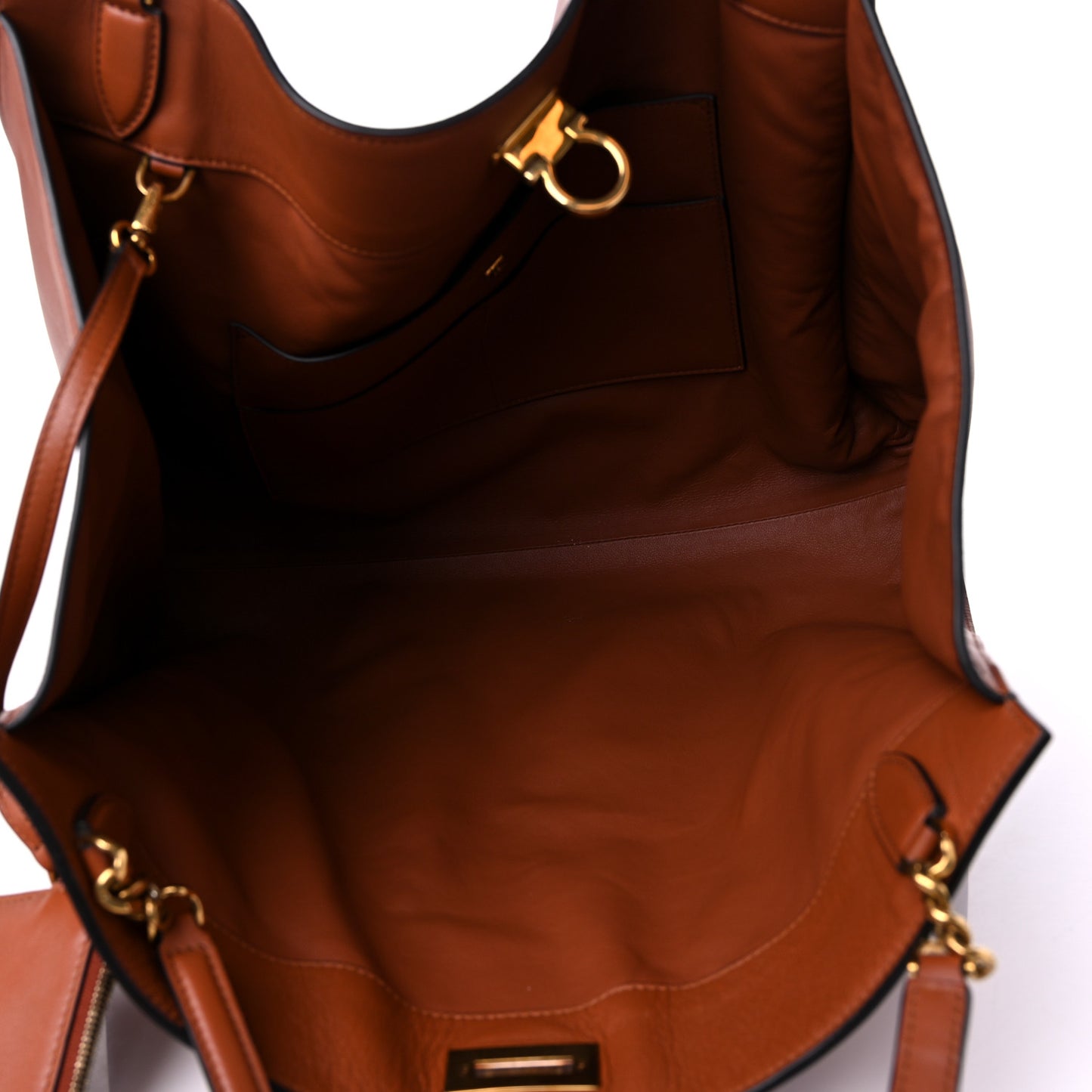 Calfskin Gancini Trifolio Tote Bag Siena Tan