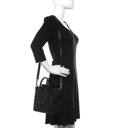 Celine Drummed Calfskin Nano Luggage Black 2 of 11