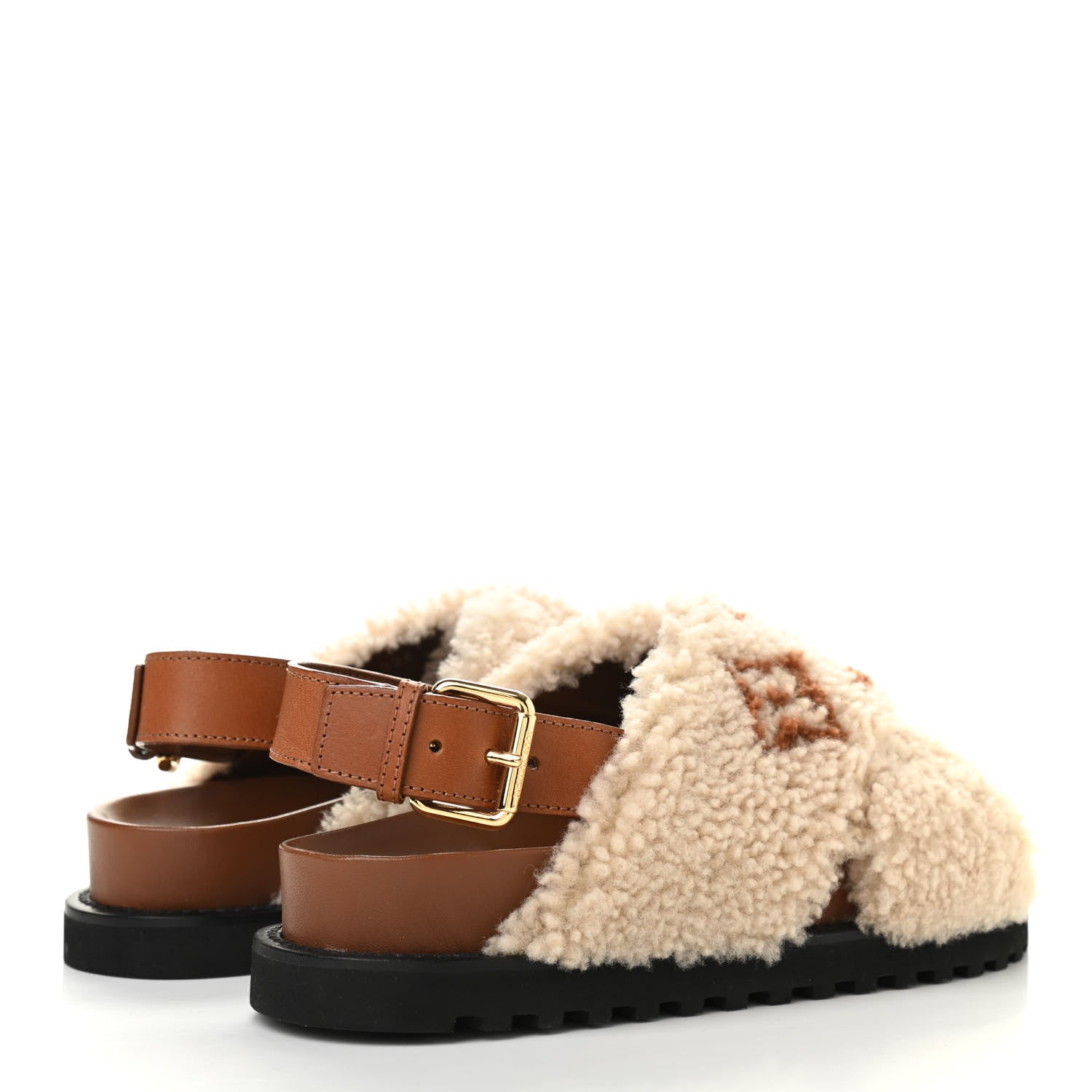 Louis Vuitton Shearling Paseo Sandals 38 Brown 4 of 11