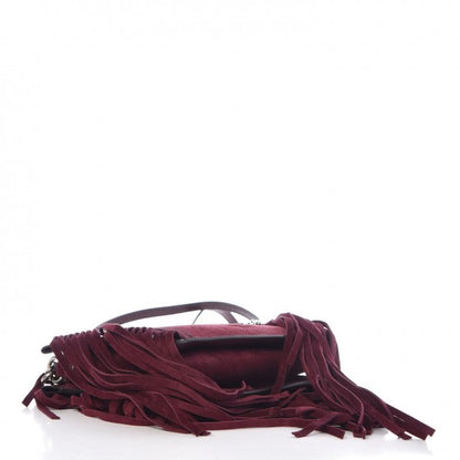 Givenchy Calfskin Suede Fringe Cross 3 Crossbody Bag Aubergine 4 of 9