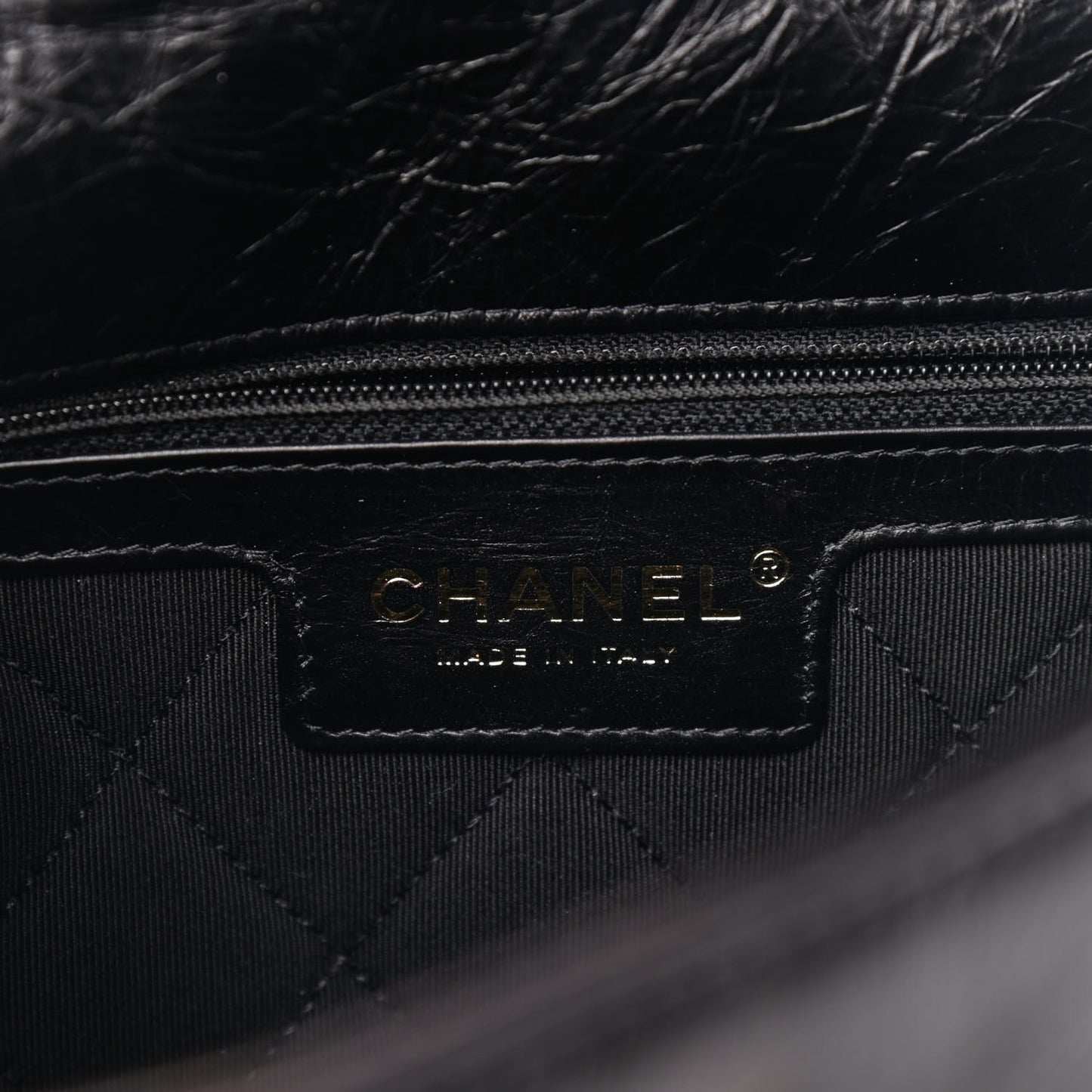 Aged Calfskin Embossed Camellia Flap Black