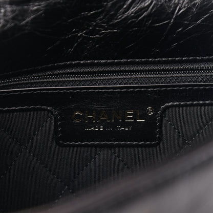 Chanel Aged Calfskin Embossed Camellia Flap Black 6 of 9