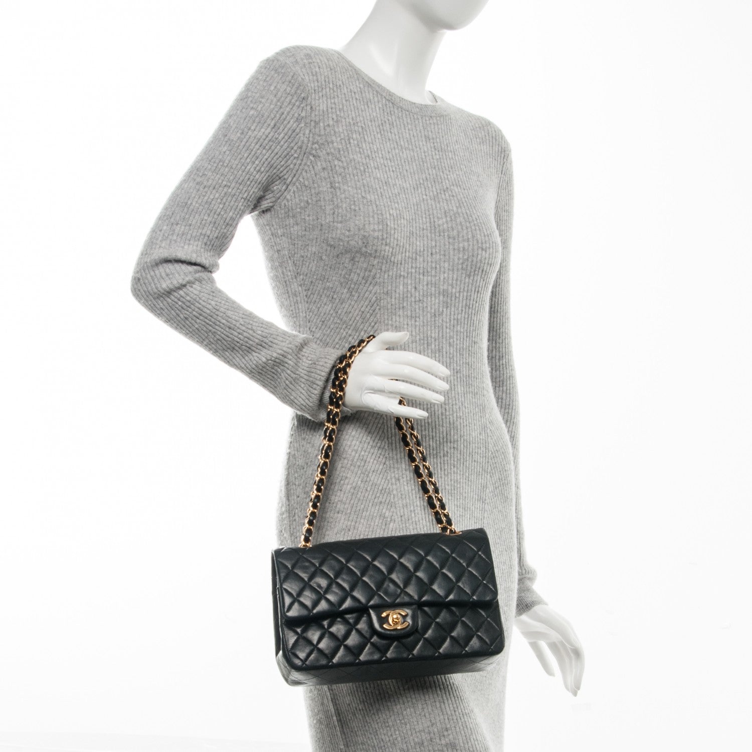 Chanel Lambskin Quilted Medium Double Flap Black 2 of 9