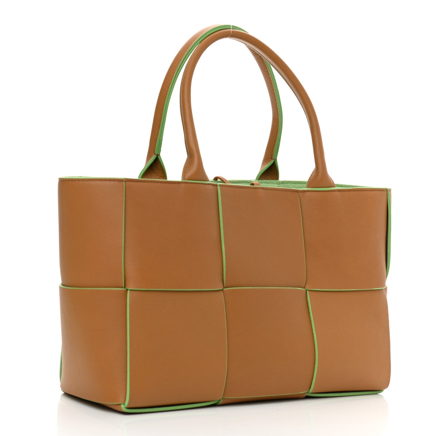 Nappa Intrecciato Small Arco Tote Carmel Pistachio