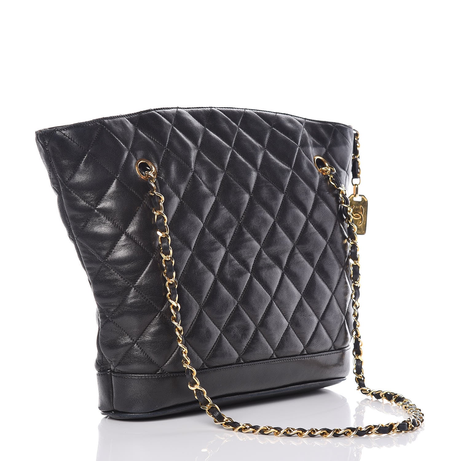 Chanel Lambskin Quilted Shopper Tote Black 3 of 10