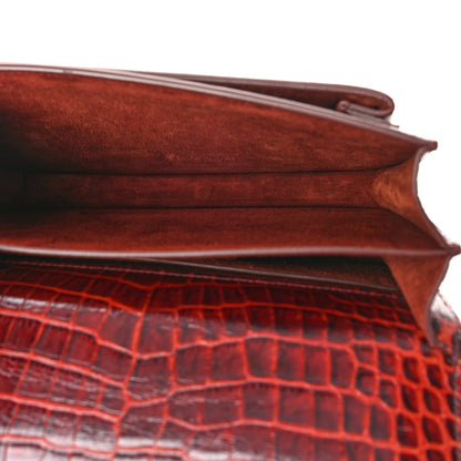 Saint Laurent Calfskin Crocodile Embossed Medium Monogram Sunset Amber 6 of 11