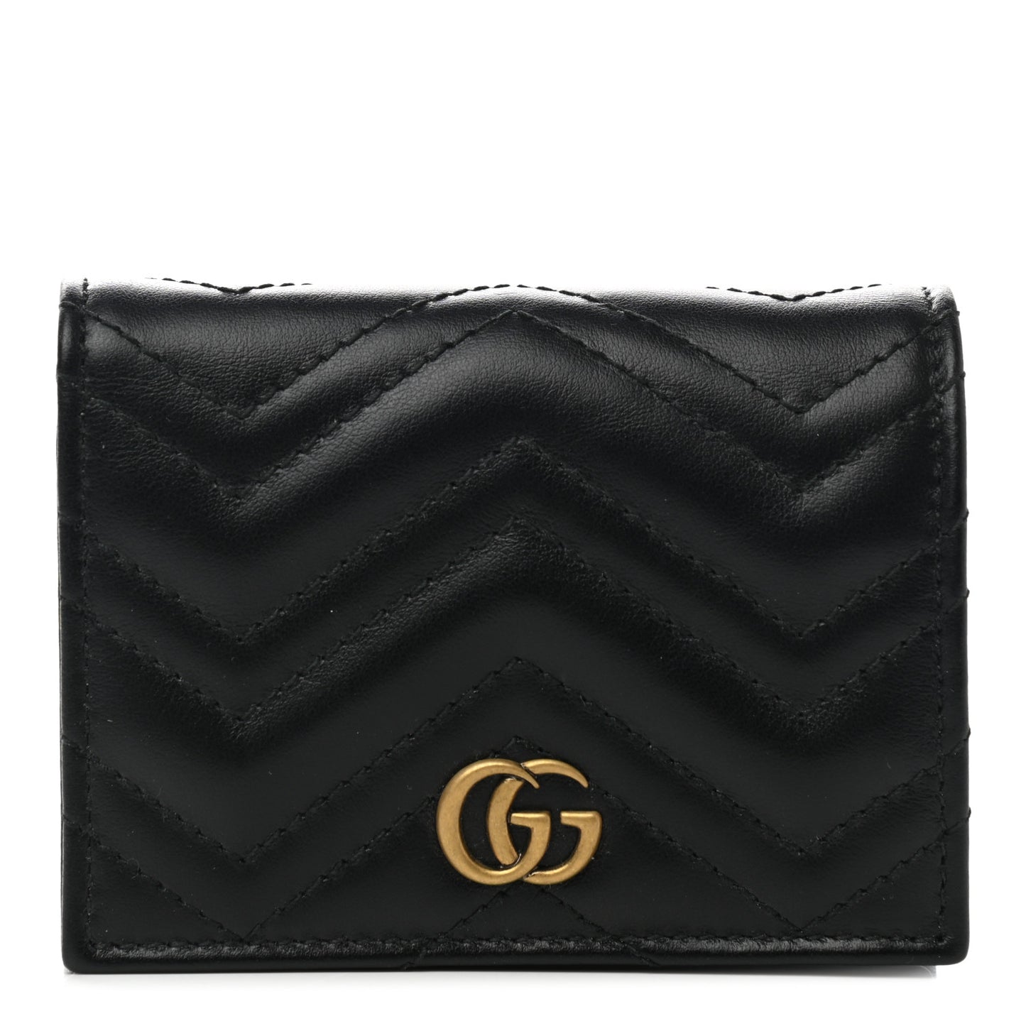 Calfskin Matelasse GG Marmont Card Case Wallet Black