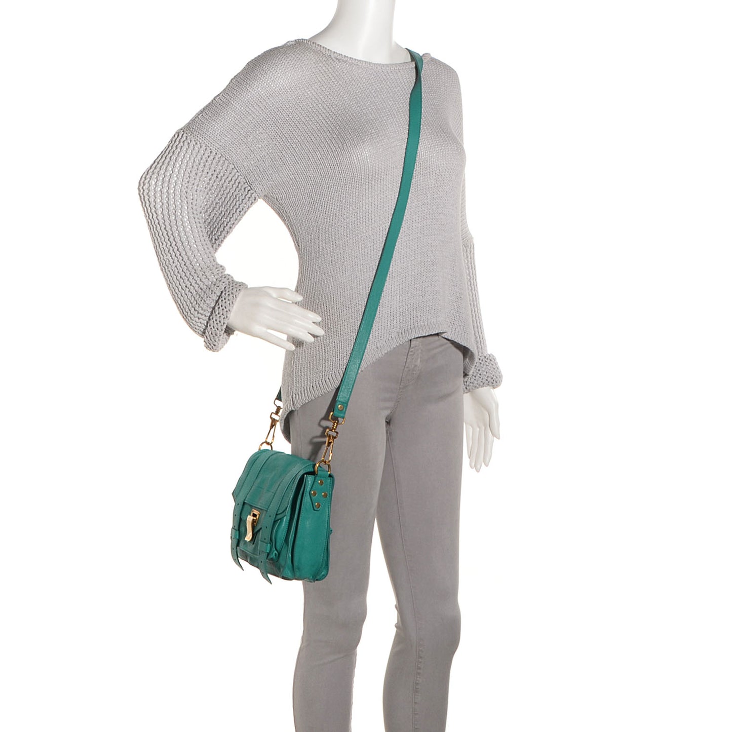 Leather PS1 Mini Pouch Messenger Bag Aqua