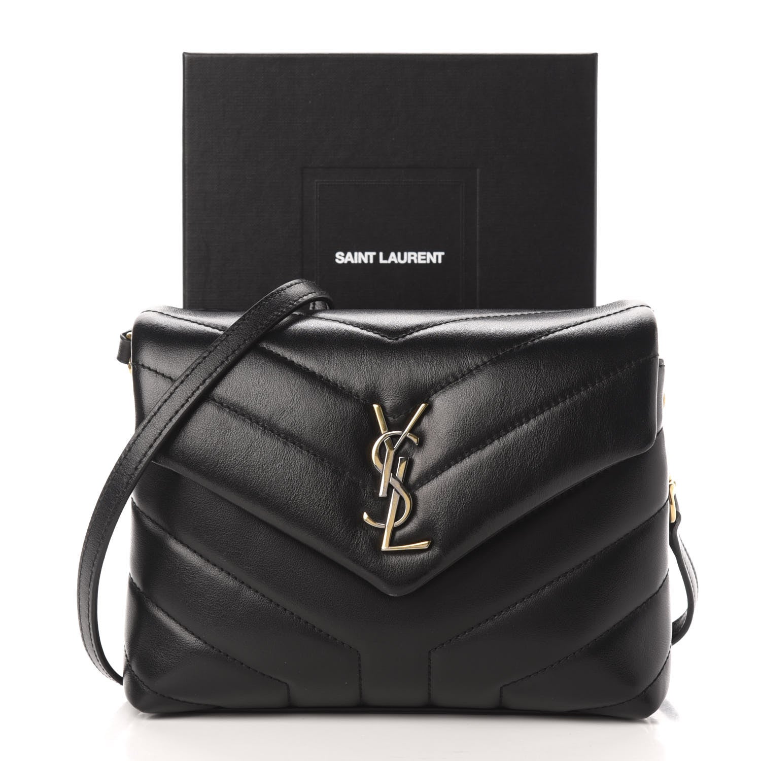 Saint Laurent Calfskin Y Quilted Monogram Toy Loulou Crossbody Bag Black 13 of 13