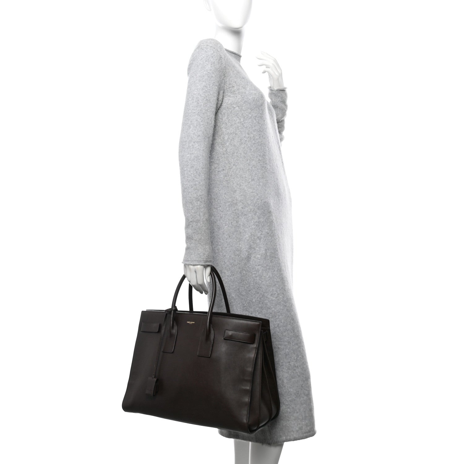 Saint Laurent Calfskin Large Sac De Jour Carryall Dark Brown 2 of 10