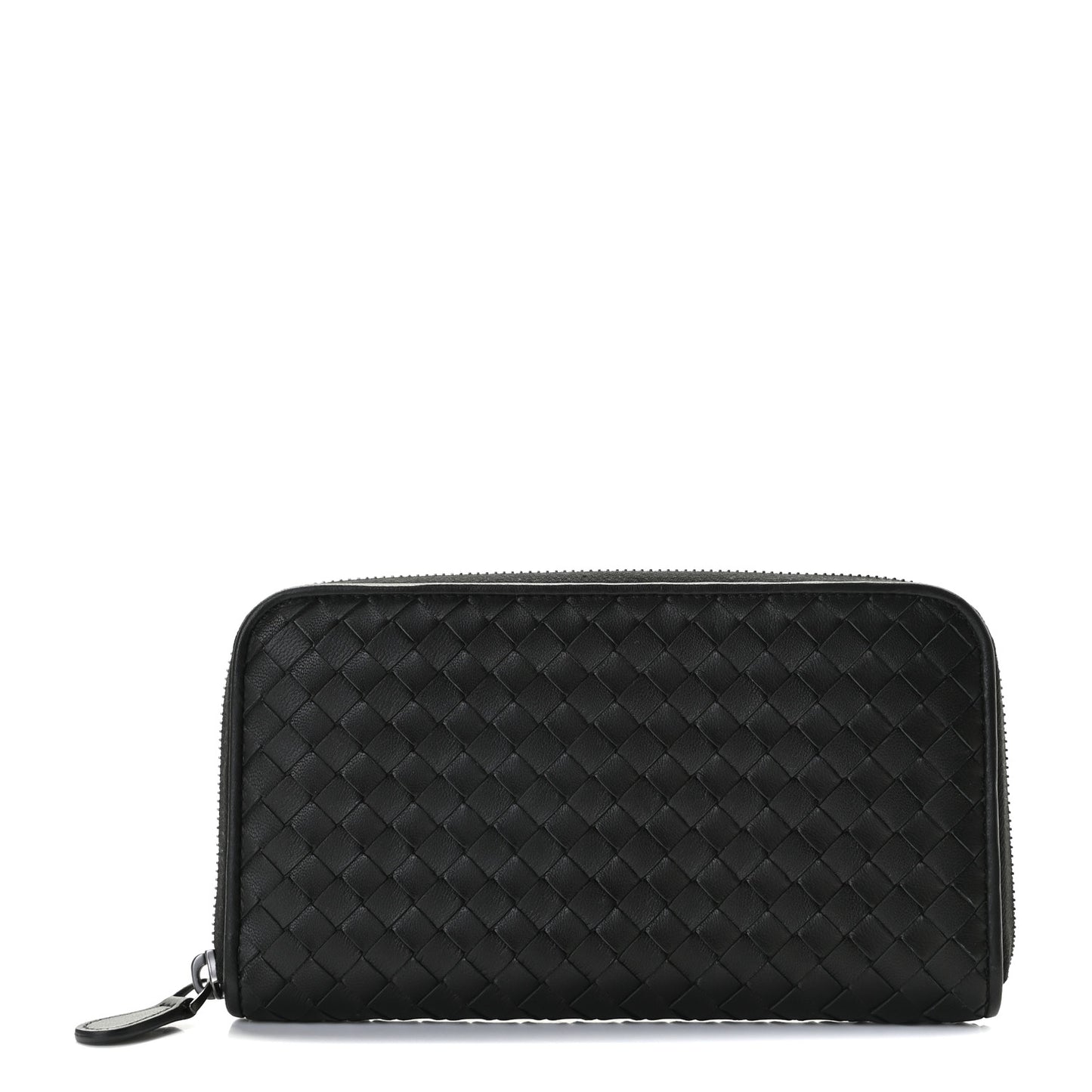 Goatskin Intrecciato Zip Around Wallet Black
