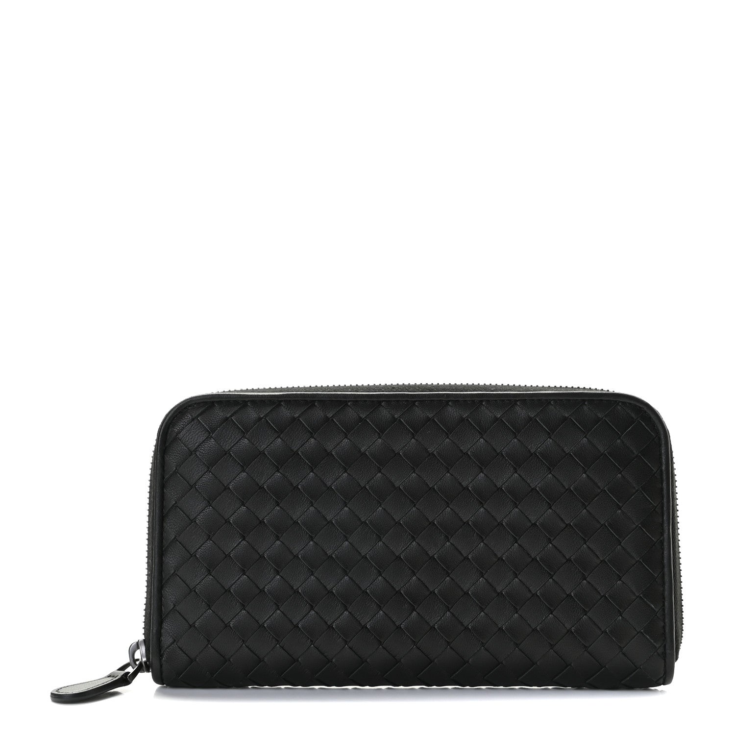 Bottega Veneta Goatskin Intrecciato Zip Around Wallet Black 1 of 9
