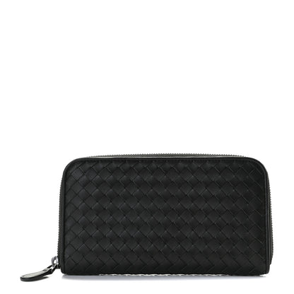 Bottega Veneta Goatskin Intrecciato Zip Around Wallet Black 1 of 9