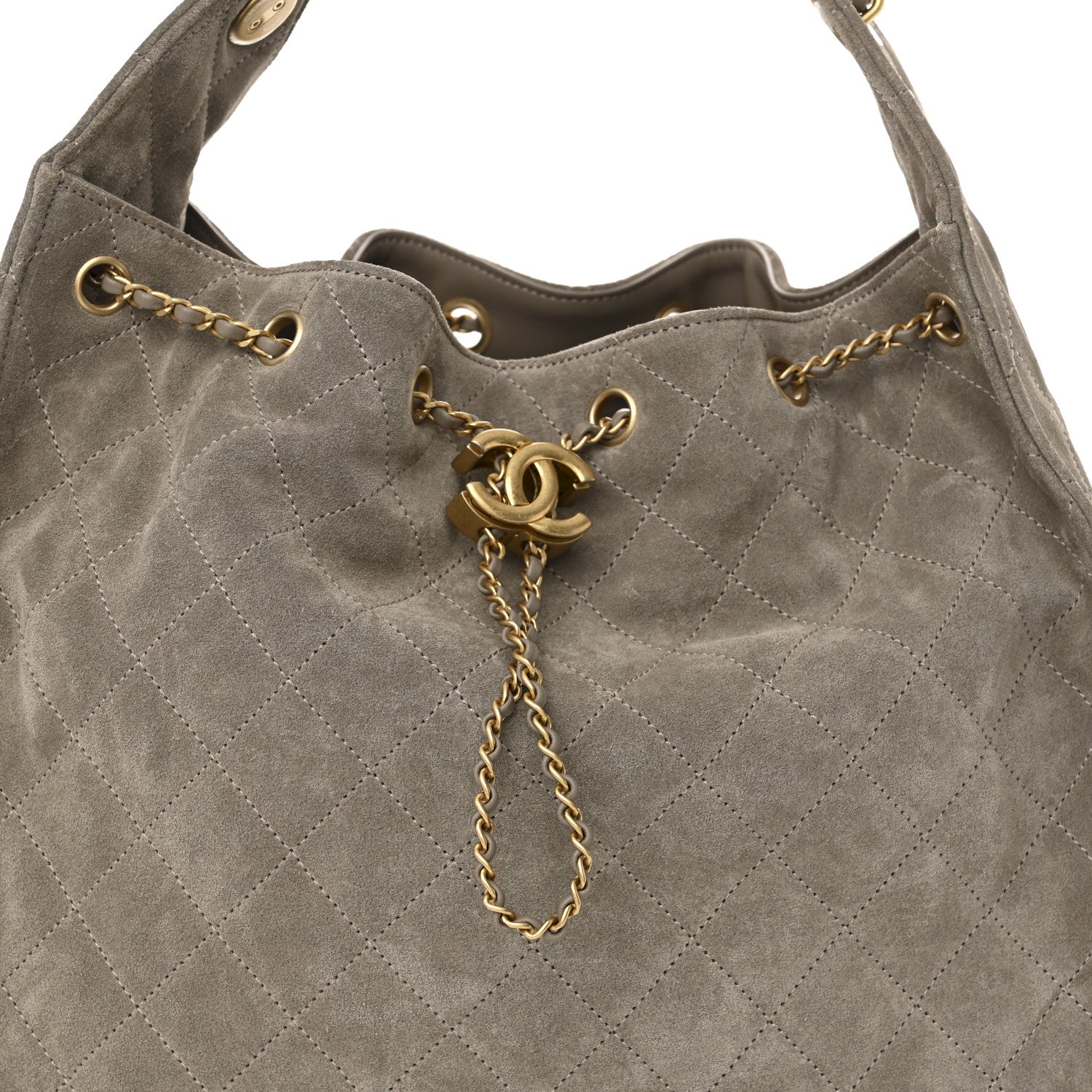 Chanel Suede Quilted Medium Chanel 25 Handbag Dark Grey 9 of 12