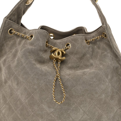 Chanel Suede Quilted Medium Chanel 25 Handbag Dark Grey 9 of 12