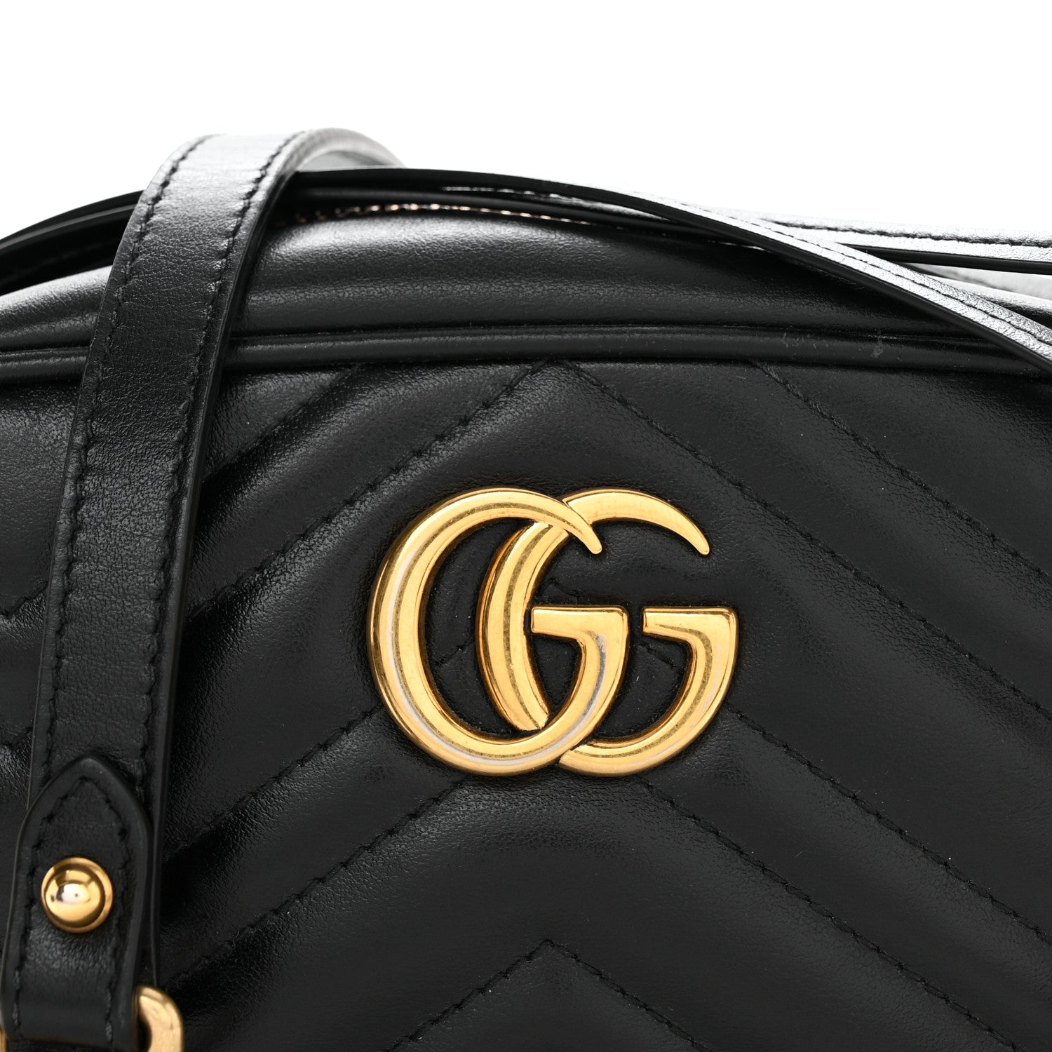 Gucci Calfskin Matelasse Mini GG Marmont Chain Shoulder Bag Black 8 of 11