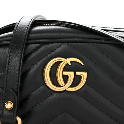 Gucci Calfskin Matelasse Mini GG Marmont Chain Shoulder Bag Black 8 of 11