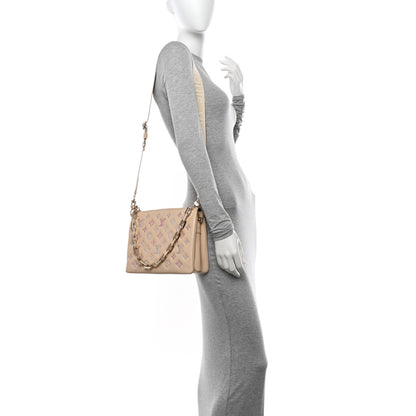 Louis Vuitton Lambskin Swarovski Crystal Embossed Monogram Coussin PM Nude 2 of 9