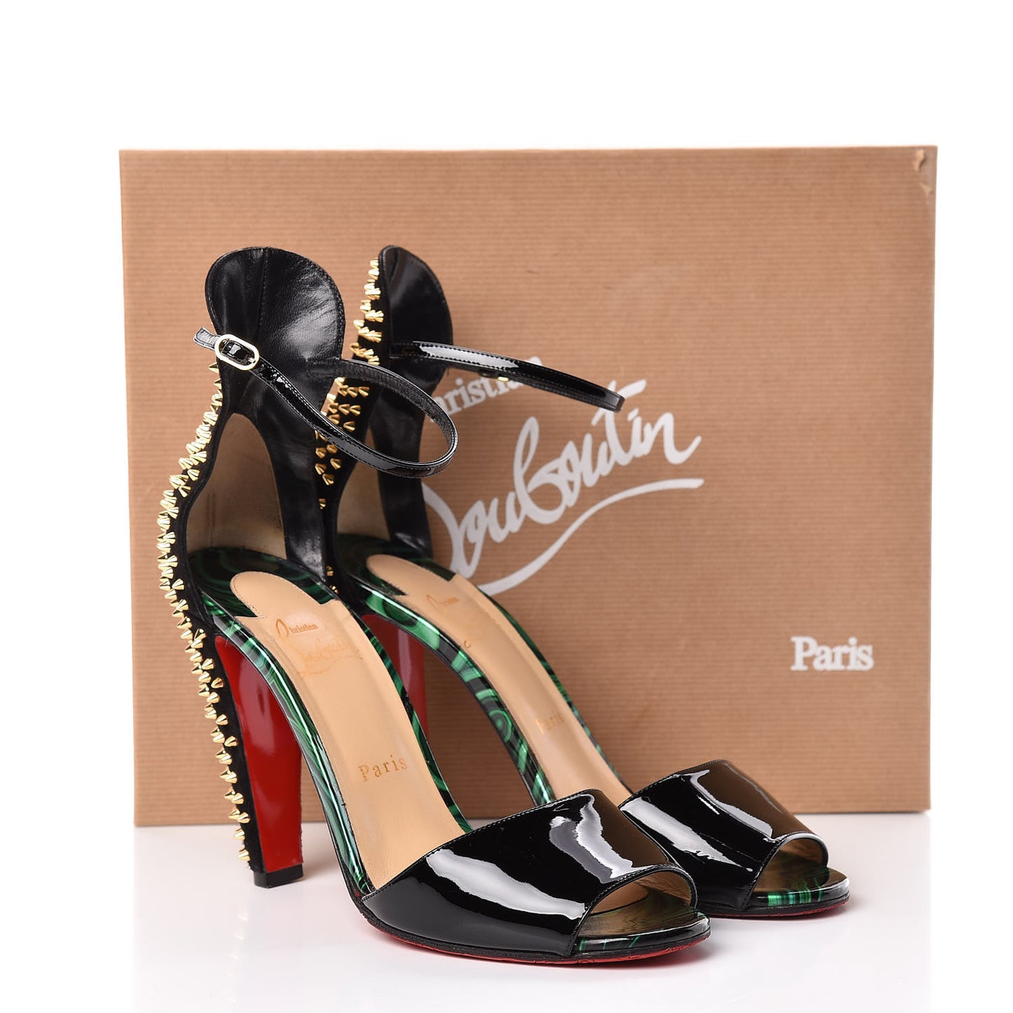 Patent Malachite Tropanita 100 39.5 Spiked Sandals Vert