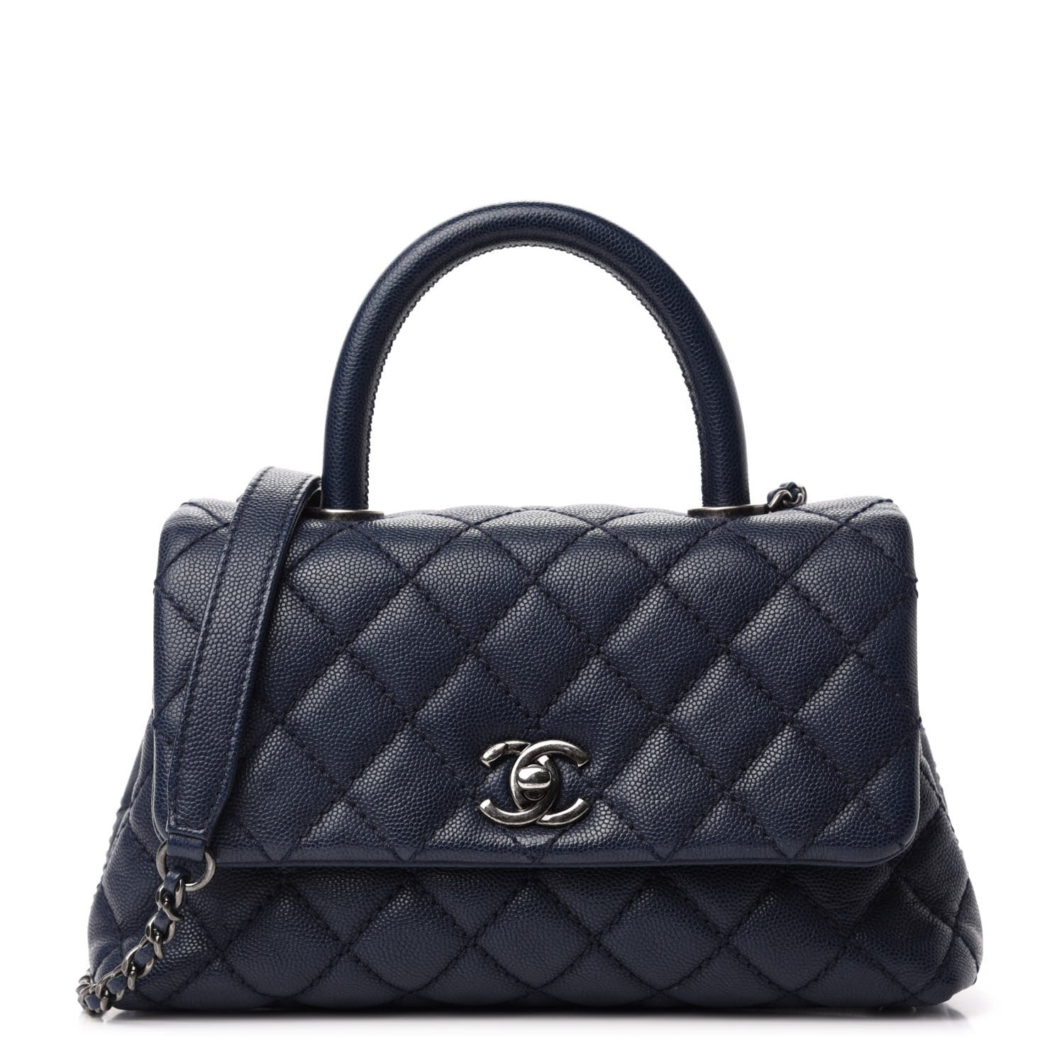 Chanel Caviar Quilted Mini Coco Handle Flap Navy Blue 1 of 12