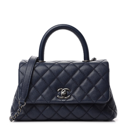 Chanel Caviar Quilted Mini Coco Handle Flap Navy Blue 1 of 12